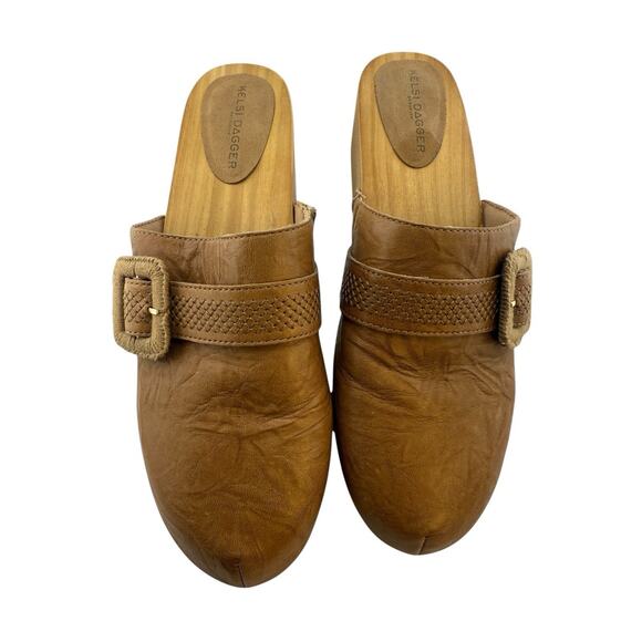 Kelsi Dagger Brooklyn Brown Leather Slip On Mules w Buckle Women's Size 10 EUC - Picture 2 of 10